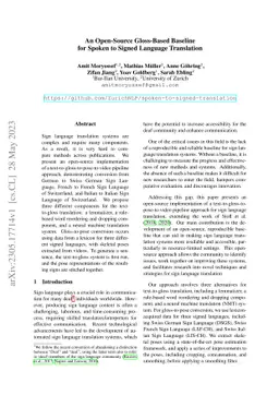 An Open-Source Gloss-Based Baseline for Spoken to Signed Language
  Translation