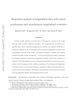 Regression analysis of longitudinal data with mixed synchronous and
  asynchronous longitudinal covariates