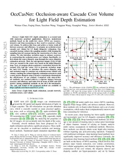 OccCasNet: Occlusion-aware Cascade Cost Volume for Light Field Depth
  Estimation
