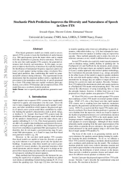 Stochastic Pitch Prediction Improves the Diversity and Naturalness of
  Speech in Glow-TTS