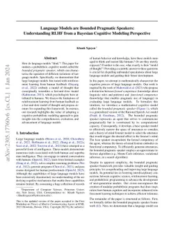 Language Models are Bounded Pragmatic Speakers: Understanding RLHF from
  a Bayesian Cognitive Modeling Perspective