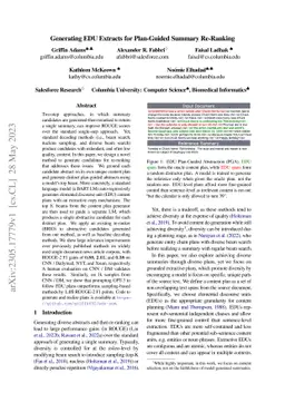 Generating EDU Extracts for Plan-Guided Summary Re-Ranking