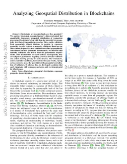 Analyzing Geospatial Distribution in Blockchains
