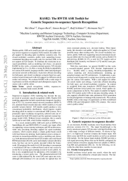 RASR2: The RWTH ASR Toolkit for Generic Sequence-to-sequence Speech
  Recognition