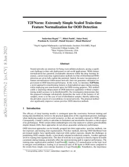 T2FNorm: Extremely Simple Scaled Train-time Feature Normalization for
  OOD Detection