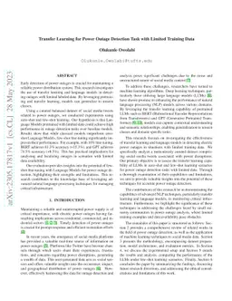 Transfer Learning for Power Outage Detection Task with Limited Training
  Data