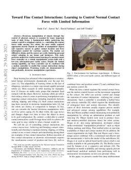 Toward Fine Contact Interactions: Learning to Control Normal Contact
  Force with Limited Information
