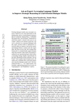 Ask an Expert: Leveraging Language Models to Improve Strategic Reasoning
  in Goal-Oriented Dialogue Models