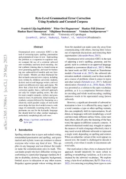 Byte-Level Grammatical Error Correction Using Synthetic and Curated
  Corpora