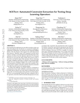 ACETest: Automated Constraint Extraction for Testing Deep Learning
  Operators