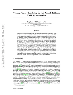 Volume Feature Rendering for Fast Neural Radiance Field Reconstruction