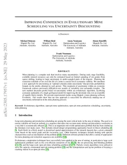 Improving Confidence in Evolutionary Mine Scheduling via Uncertainty
  Discounting
