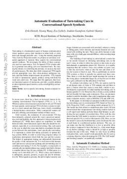 Automatic Evaluation of Turn-taking Cues in Conversational Speech
  Synthesis