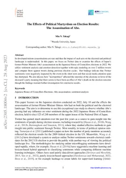 The Effects of Political Martyrdom on Election Results: The
  Assassination of Abe
