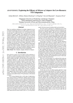 ADAPTERMIX: Exploring the Efficacy of Mixture of Adapters for
  Low-Resource TTS Adaptation