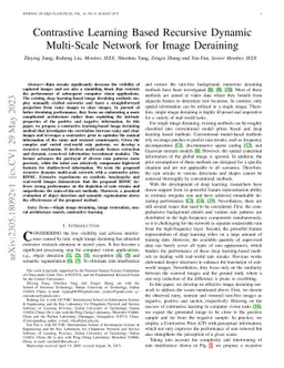 Contrastive Learning Based Recursive Dynamic Multi-Scale Network for
  Image Deraining