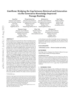 GripRank: Bridging the Gap between Retrieval and Generation via the
  Generative Knowledge Improved Passage Ranking