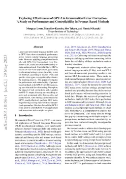 Exploring Effectiveness of GPT-3 in Grammatical Error Correction: A
  Study on Performance and Controllability in Prompt-Based Methods