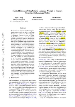 Marked Personas: Using Natural Language Prompts to Measure Stereotypes
  in Language Models