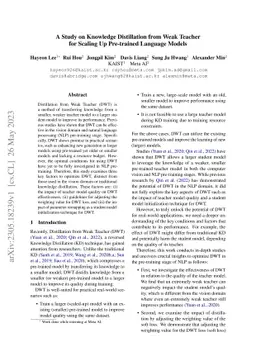 A Study on Knowledge Distillation from Weak Teacher for Scaling Up
  Pre-trained Language Models