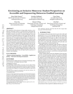 Envisioning an Inclusive Metaverse: Student Perspectives on Accessible
  and Empowering Metaverse-Enabled Learning