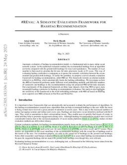 #REVAL: a semantic evaluation framework for hashtag recommendation