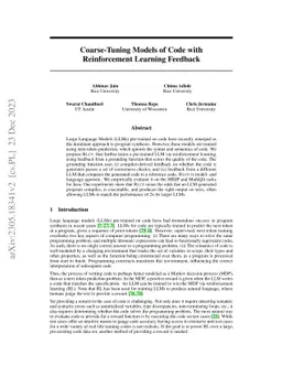Coarse-Tuning Models of Code with Reinforcement Learning Feedback