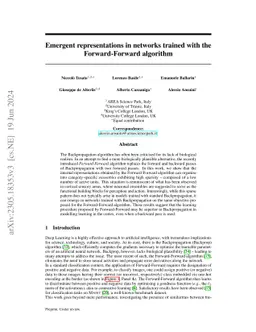 Emergent representations in networks trained with the Forward-Forward algorithm