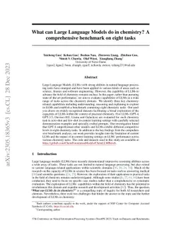 What can Large Language Models do in chemistry? A comprehensive
  benchmark on eight tasks