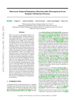 Short-term Temporal Dependency Detection under Heterogeneous Event
  Dynamic with Hawkes Processes