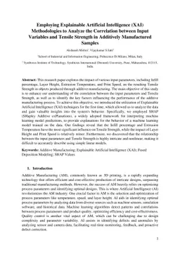 Employing Explainable Artificial Intelligence (XAI) Methodologies to
  Analyze the Correlation between Input Variables and Tensile Strength in
  Additively Manufactured Samples