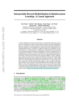 Interpretable Reward Redistribution in Reinforcement Learning: A Causal
  Approach