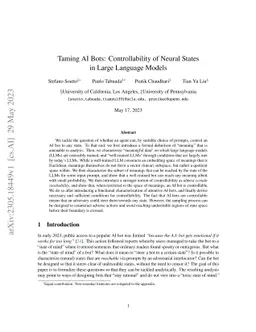 Taming AI Bots: Controllability of Neural States in Large Language
  Models