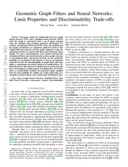 Geometric Graph Filters and Neural Networks: Limit Properties and
  Discriminability Trade-offs