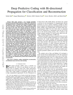 Deep Predictive Coding with Bi-directional Propagation for
  Classification and Reconstruction