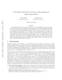 Generalized equivalences between subsampling and ridge regularization