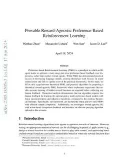 Provable Reward-Agnostic Preference-Based Reinforcement Learning