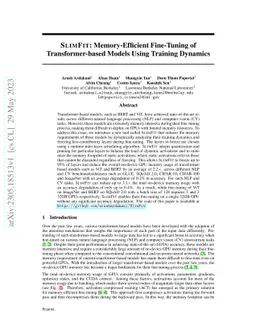 SlimFit: Memory-Efficient Fine-Tuning of Transformer-based Models Using
  Training Dynamics