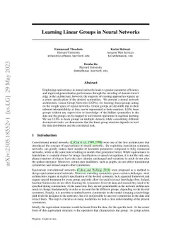 Learning Linear Groups in Neural Networks