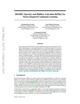 SHARP: Sparsity and Hidden Activation RePlay for Neuro-Inspired
  Continual Learning