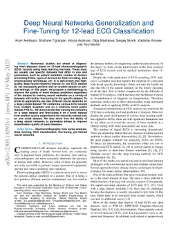 Deep Neural Networks Generalization and Fine-Tuning for 12-lead ECG
  Classification