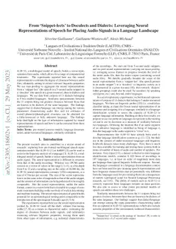 From `Snippet-lects' to Doculects and Dialects: Leveraging Neural
  Representations of Speech for Placing Audio Signals in a Language Landscape