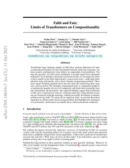 Faith and Fate: Limits of Transformers on Compositionality