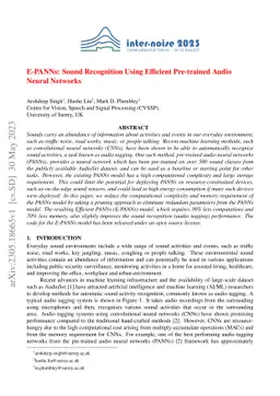 E-PANNs: Sound Recognition Using Efficient Pre-trained Audio Neural
  Networks