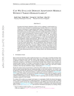 Can We Evaluate Domain Adaptation Models Without Target-Domain Labels?