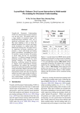 LayoutMask: Enhance Text-Layout Interaction in Multi-modal Pre-training
  for Document Understanding