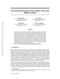 Generating Behaviorally Diverse Policies with Latent Diffusion Models