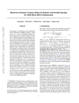 Blockwise Stochastic Variance-Reduced Methods with Parallel Speedup for
  Multi-Block Bilevel Optimization
