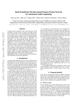 Dual Transformer Decoder based Features Fusion Network for Automated
  Audio Captioning