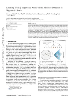 Learning Weakly Supervised Audio-Visual Violence Detection in Hyperbolic
  Space